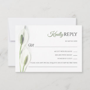 Elégant blanc Calla Lily Olive Mariage RSVP