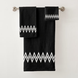 Elégant blanc Chevron lignes décoratives sur noir