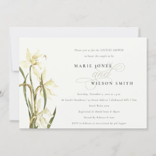 Élégant Blanc Daffodil Couples Invitation douche
