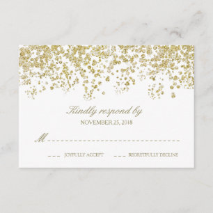 Elégant blanc et or Confetti Polka-Dots RSVP