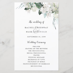 Elégant blanc floral Dusty bleu Sage Mariage vert