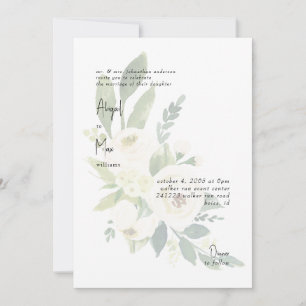 Elégant blanc Floral Faire-part de mariage moderne