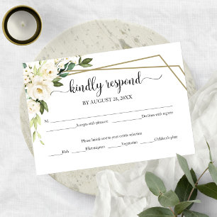Elégant blanc floral géométrique mariage RSVP cart