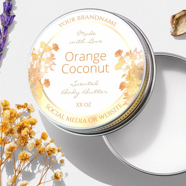 Élégant Blanc Floral Produit Emballage Étiquette O (Créateur téléchargé)