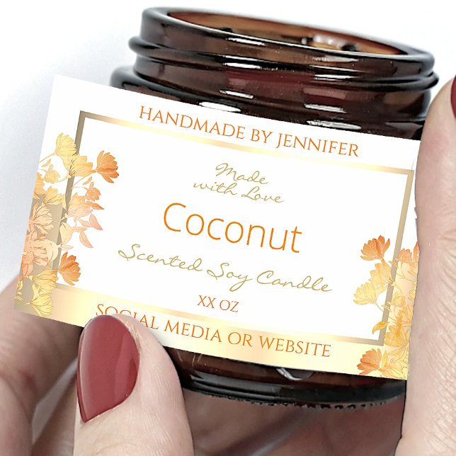 Élégant Blanc Floral Produit Emballage Étiquette O (Créateur téléchargé)