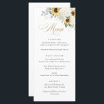 Elégant blanc Hydrangea Sunflowers Menu Mariage<br><div class="desc">Floral Blanc Hydrangea Green Menu Mariage. Elégante Hydrangée Florale et Sunflowers Carte Mariage Menu</div>