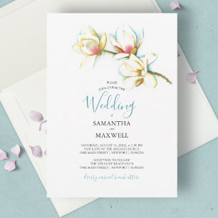 Élégant blanc moderne Magnolias Mariage floral