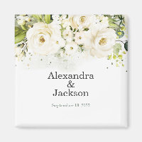 Élégant blanc Rose & Or moderne Mariage Magnet