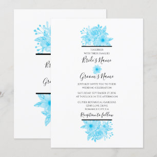 Elégant bleu aquarelle Floral Wedding Invitations