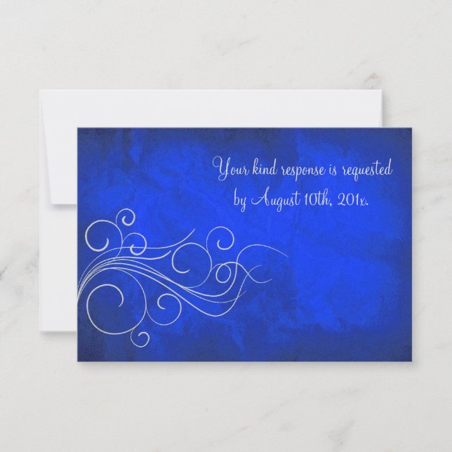 Elégant Bleu Bleu Clair Mariage Argent RSVP (Devant)