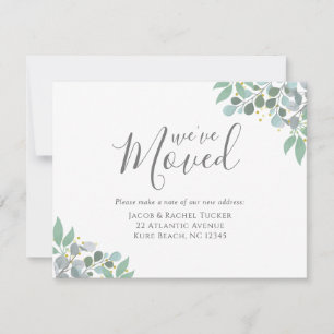 Elégant bleu Dusty Eucalyptus Moving Faire-part