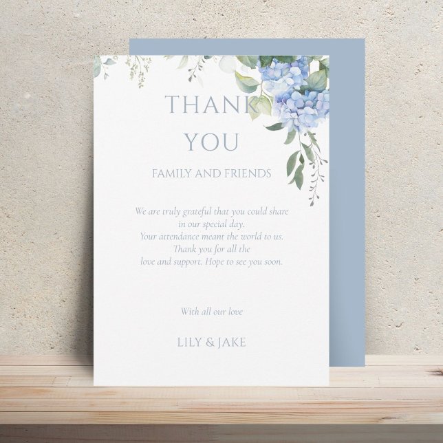 Elégant bleu Floral Hydrangea Mariage Merci (Créateur téléchargé)
