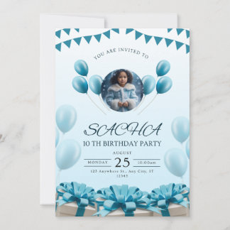 Elégant Bleu Invitation Anniversaire | Design mode