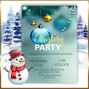 Elégant Bleu Noël Invitation