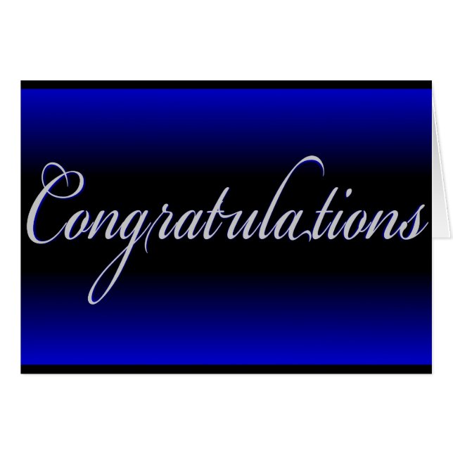 Elégant bleu noir fade carte de félicitations (Devant horizontal)