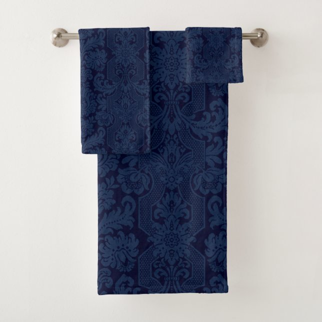 Elégant bleu orné de Damas victorien (En situation)