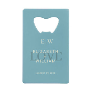 Élégant bleu rétro simple avec Mariage Monogram