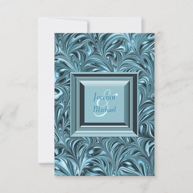 Elégant bleu Turquoise bleu mariage RSVP (Devant)