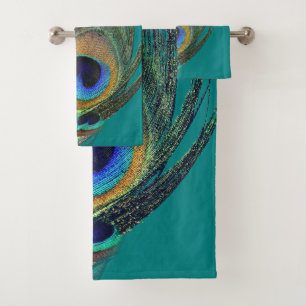Élégant Bleu Vert Turquoise Peacock Feather