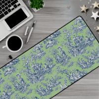 Elégant bleu vintage bleu vert toile de jouy