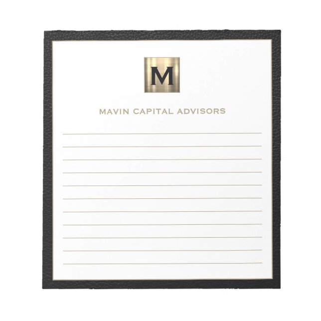 Élégant Bloc-notes monographique relié au logo pou (Devant)