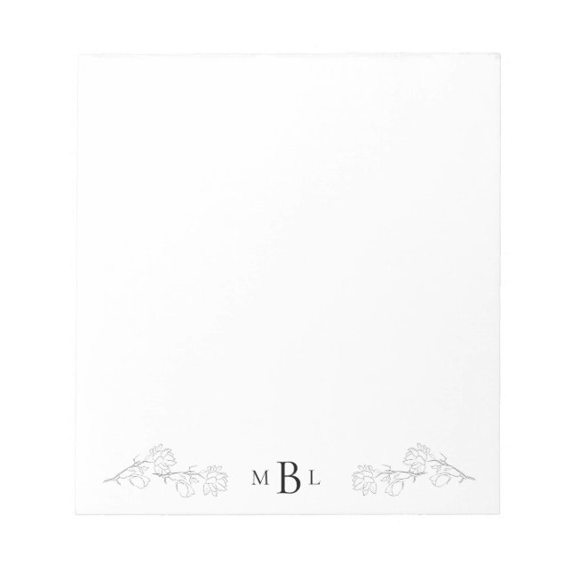 Élégant Bloc-notes pour monogramme de jasmin tiré  (Devant)
