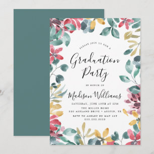 Élégant Blossoms Graduation Party Invitation
