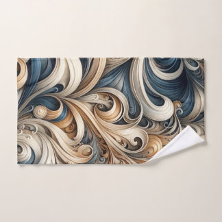 Elegant Blue Beige Baroque Swirl Pattern