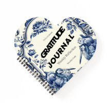 Elégant Blue Chinoiserie Gratitude Journal Couvert