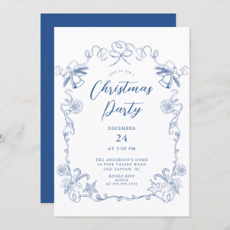 Elegant Blue Christmas Party Invitation