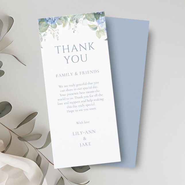 Elegant Blue Floral Hydrangea Wedding Thank You (Créateur téléchargé)