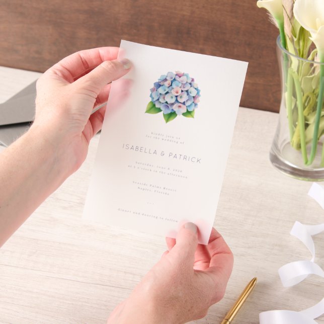 Elegant Blue Floral Wedding Invitation (Ordinateur de poche)