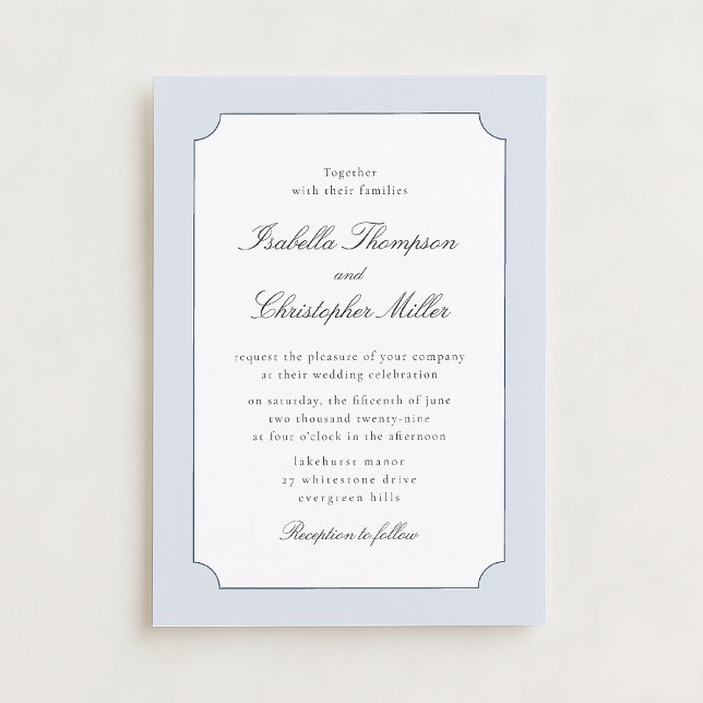 Elegant Blue Frame Classic Wedding Invitation  Kró (Créateur téléchargé)