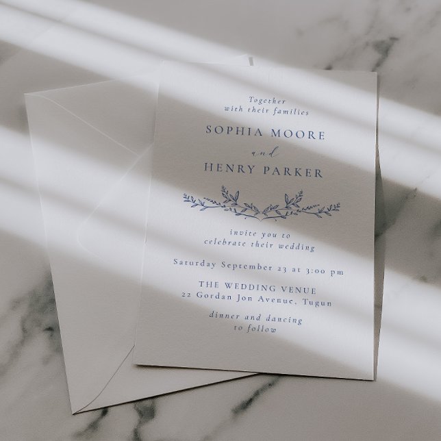 Elegant Blue Line Art Wedding Invitation (Créateur téléchargé)