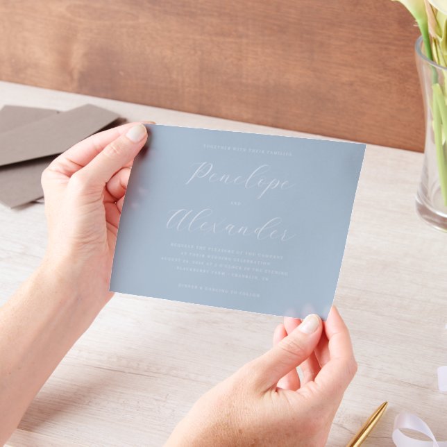 Elegant Blue Minimalist Wedding Invitation (Ordinateur de poche)
