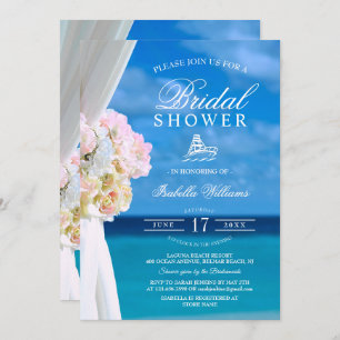 Elégant Blue Ocean Beach Bridal Shower Invitation