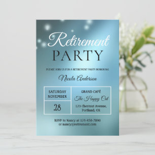Élégant Blue Party illuminer Retraite Invitation