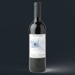 ÉLÉGANT BLUE PEACOCK FEATHERS WHTE WINE ÉTIQUETTE<br><div class="desc">ÉTIQUETTES DE VIN ÉLÉGANT OR BLANC AVEC plumes de paon bleu. Plumes de paon simples mais élégantes</div>