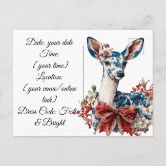 Elegant Blue & Red Holiday Invitation Invitation