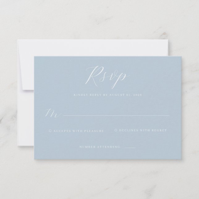 Elegant Blue RSVP Card (Devant)
