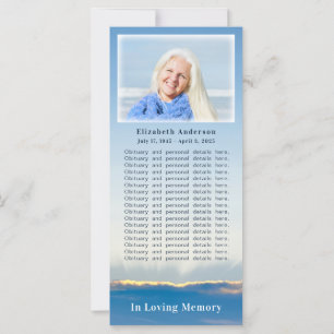 Elégant Blue Sky Rays Carte photo funéraire