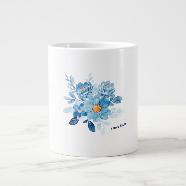 Elegant Blue Watercolor Floral Specialist Mug (Devant)