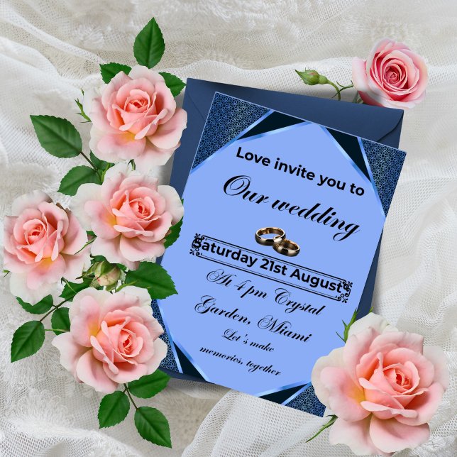 Elegant Blue Wedding Invitation (Créateur téléchargé)
