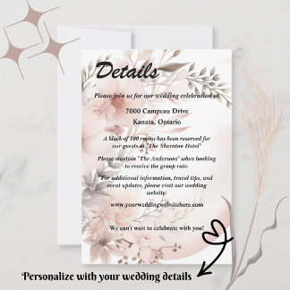 Elegant Blush & Beige Boho Floral Détails Mariage