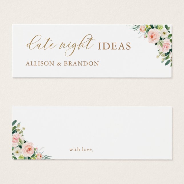 Elégant Blush Date Night Ideas Carte Wedding showe (Devant & derrière)