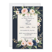 Élégant Blush et Faire-part de mariage floral de l