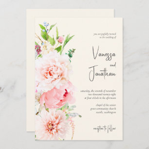 Elégant Blush et Ivory Floral Invitation