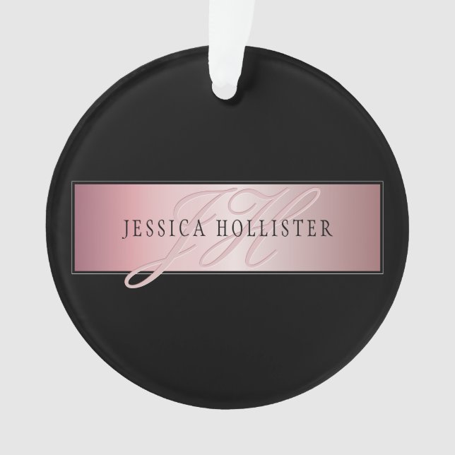 Elégant Blush Faux Rose Gold | Nom et initiales (devant)