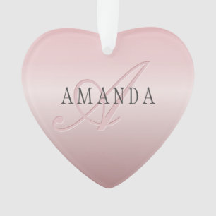 Elégant Blush Faux Rose Gold   Nom et monogramme