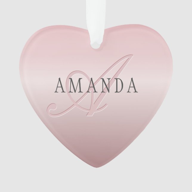 Elégant Blush Faux Rose Gold | Nom et monogramme (devant)